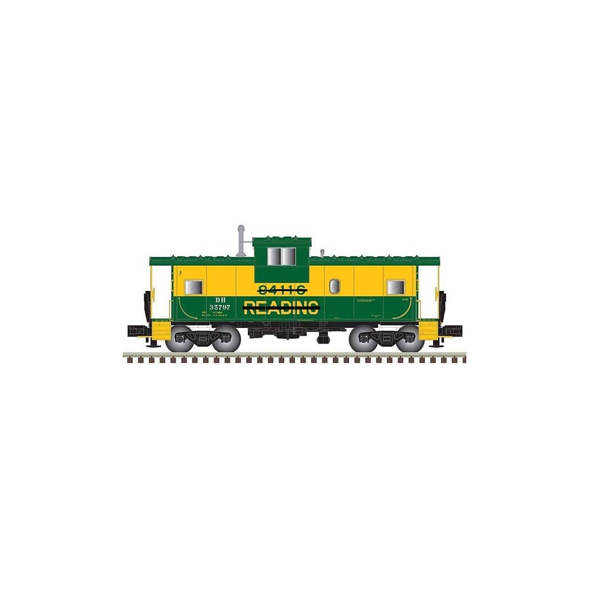 Extended-Vision Caboose - Ready to Run - Master(R) -- Delaware & Hudson 35797 (Ex-Reading green, yellow), N, Atlas Model Railroa