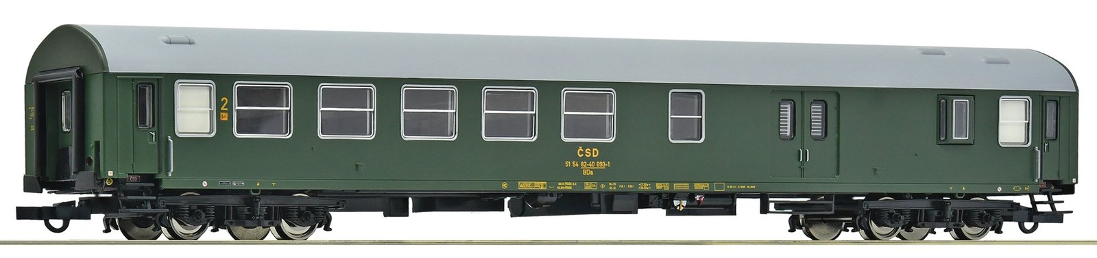 2nd class passenger coach with baggage compartment, CSD, HO, Roco 6200168