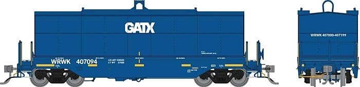 Greenbrier Transverse Coil Car 6-Pack - Ready to Run -- GATX Leasing WRWK Set 1 (blue, white), HO, Rapido Trains Inc 168008
