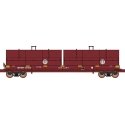 Evans 100-Ton Coil Car with Angled Hoods - Ready to Run -- BNSF Railway (Boxcar Red, Circle Cross Logo, yellow conspicuity marks