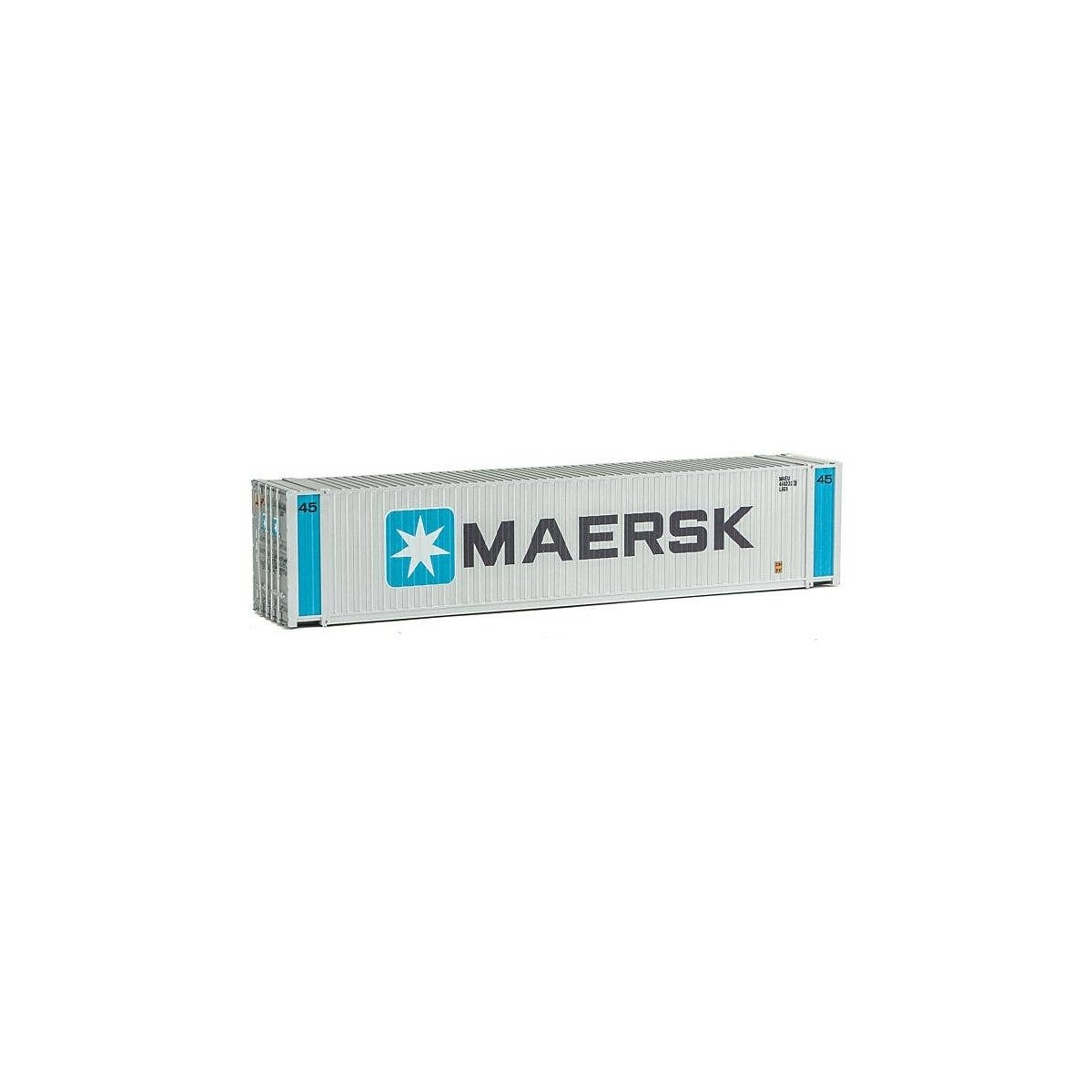 45′ CIMC Container - Assembled -- Maersk (silver, blue, black), HO, Walthers SceneMaster 8556