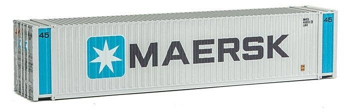 45′ CIMC Container - Assembled -- Maersk (silver, blue, black), HO, Walthers SceneMaster 8556