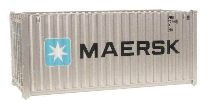 20′ Corrugated Container - Assembled -- Maersk, HO, Walthers SceneMaster 8060
