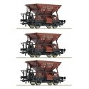 3 piece set: Talbot ballast hopper wagons, DRB, HO, Roco 6600265