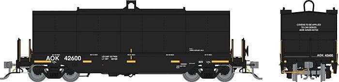 Greenbrier Transverse Coil Car 6-Pack - Ready to Run -- Arkansas-Oklahoma AOK Set 1 (black), HO, Rapido Trains Inc 168001