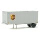 28′ Container with Chassis 2-Pack - Assembled -- United Parcel Service (Modern Shield Logo gray, brown, yellow), HO, Walthers 