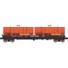Evans 100-Ton Coil Car with Angled Hoods - Ready to Run -- Illinois Central (black, car, orange hoods), HO, Intermountain Railwa