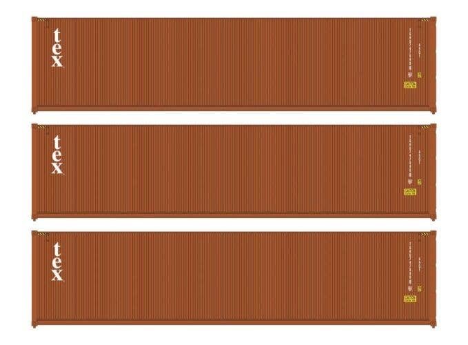 40′ Fully Corrugated Container - 3-Pack -- TEX, HO, Walthers SceneMaster 18255