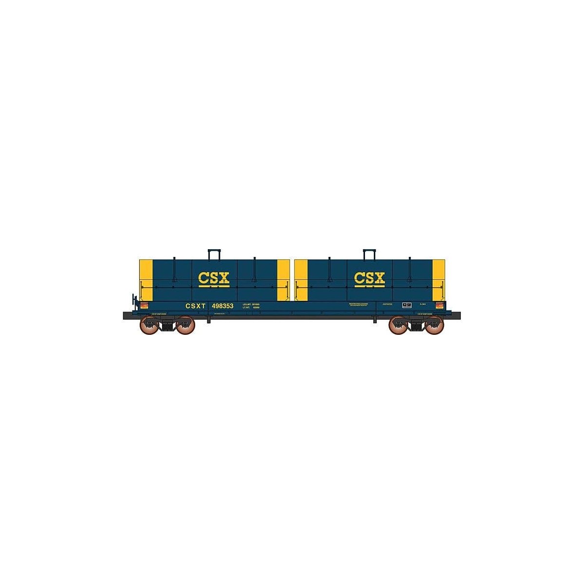 Evans 100-Ton Coil Car with Angled Hoods - Ready to Run -- CSX (blue, yellow), HO, Intermountain Railway Company 32578