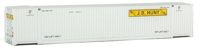 53′ Singamas Corrugated-Side Container - Assembled -- J.B. Hunt (white, yellow, black), HO, Walthers SceneMaster 8522