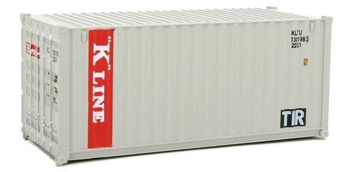 20′ Corrugated Container - Assembled -- K-Line (gray, red, white), HO, Walthers SceneMaster 8065