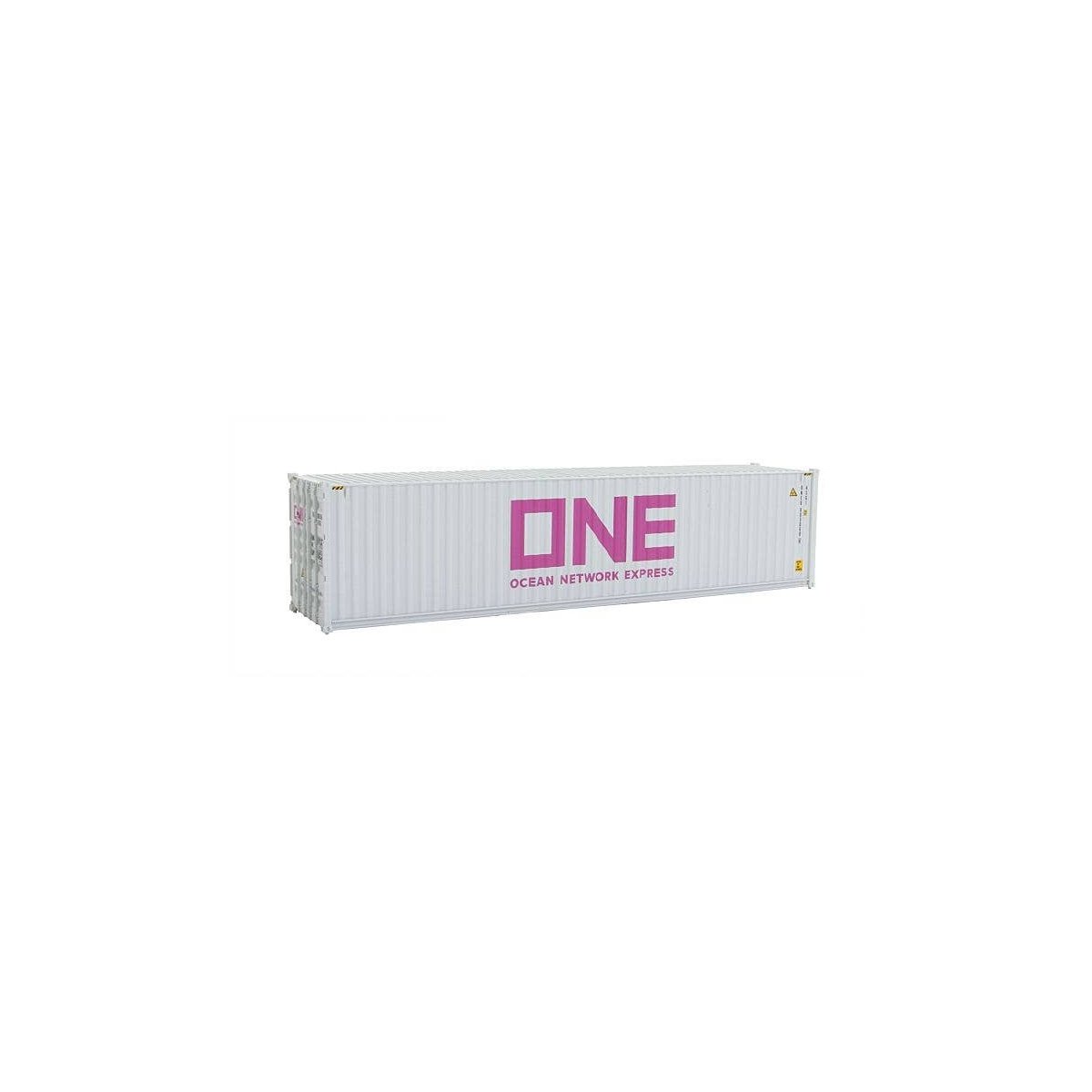 40′ Hi-Cube Corrugated-Side Container - Assembled -- Ocean Network Express - ONE (white, magenta), HO, Walthers SceneMaster 82