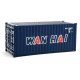 20′ Corrugated Container - Assembled -- Wan Hai (blue, white, red A Lettering), HO, Walthers SceneMaster 8066