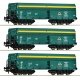 3 piece set: Self-unloading hopper wagons, PTKiGK, HO, Roco 6600195