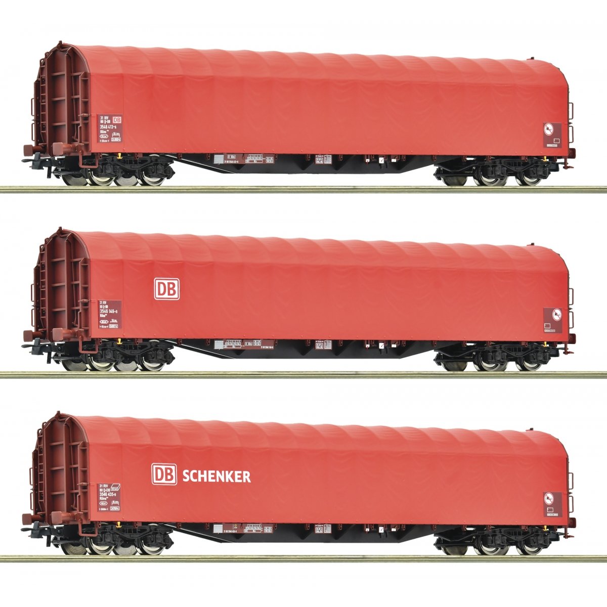 3 piece set: Sliding tarpaulin wagons, DB AG, HO, Roco 6600156