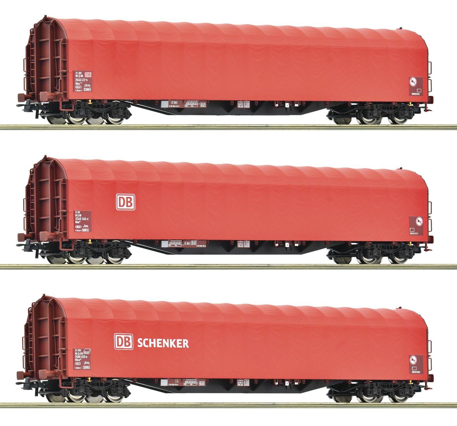 3 piece set: Sliding tarpaulin wagons, DB AG, HO, Roco 6600156
