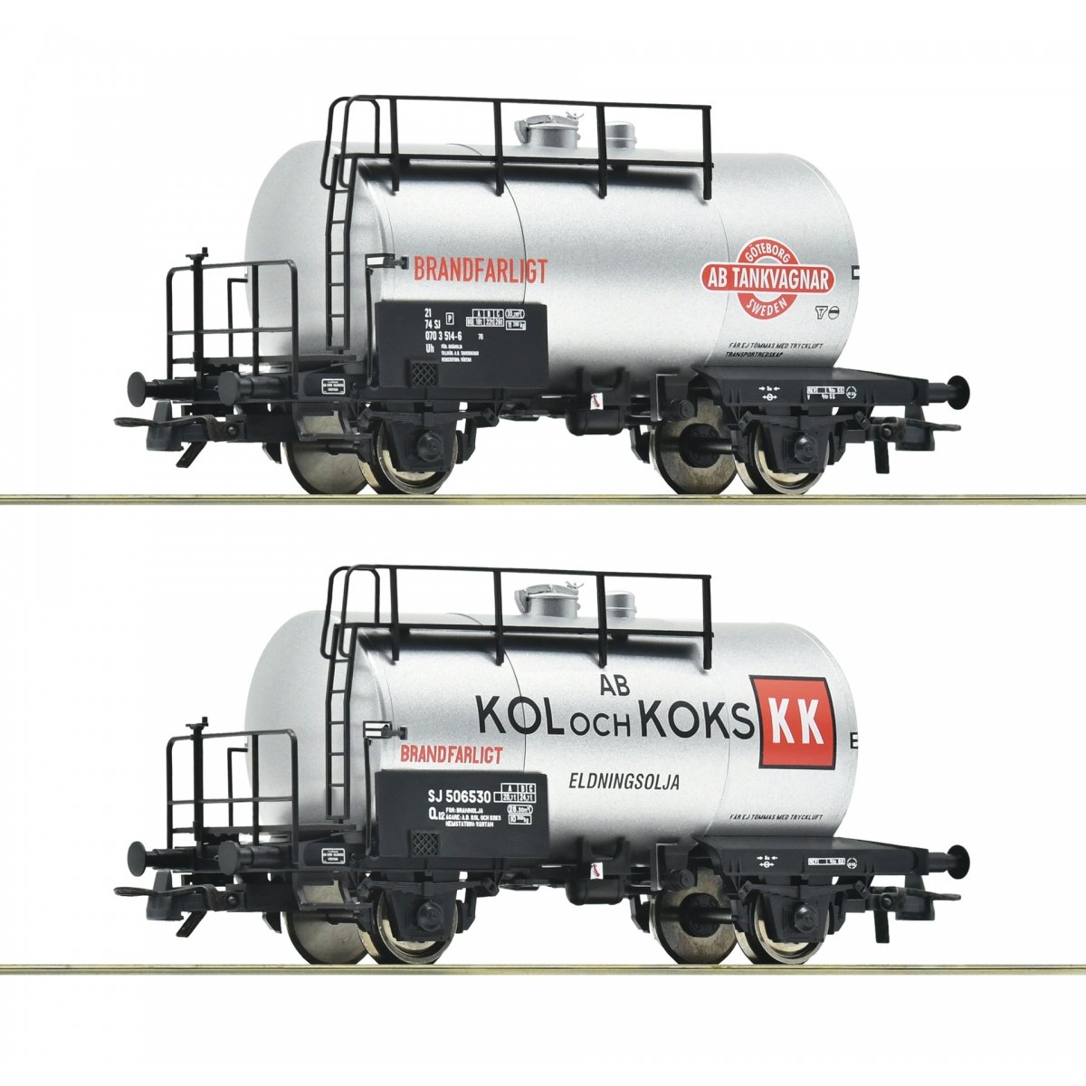 2 piece set: Tank wagons, SJ, HO, Roco 6600193
