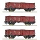 3-piece set: Open goods wagon, DR, HO, Roco 6600115