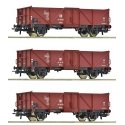 3-piece set: Open goods wagon, DR, HO, Roco 6600115