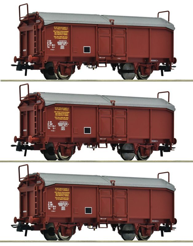 3 piece set: Sliding roof wagons, SNCF, HO, Roco 6600173