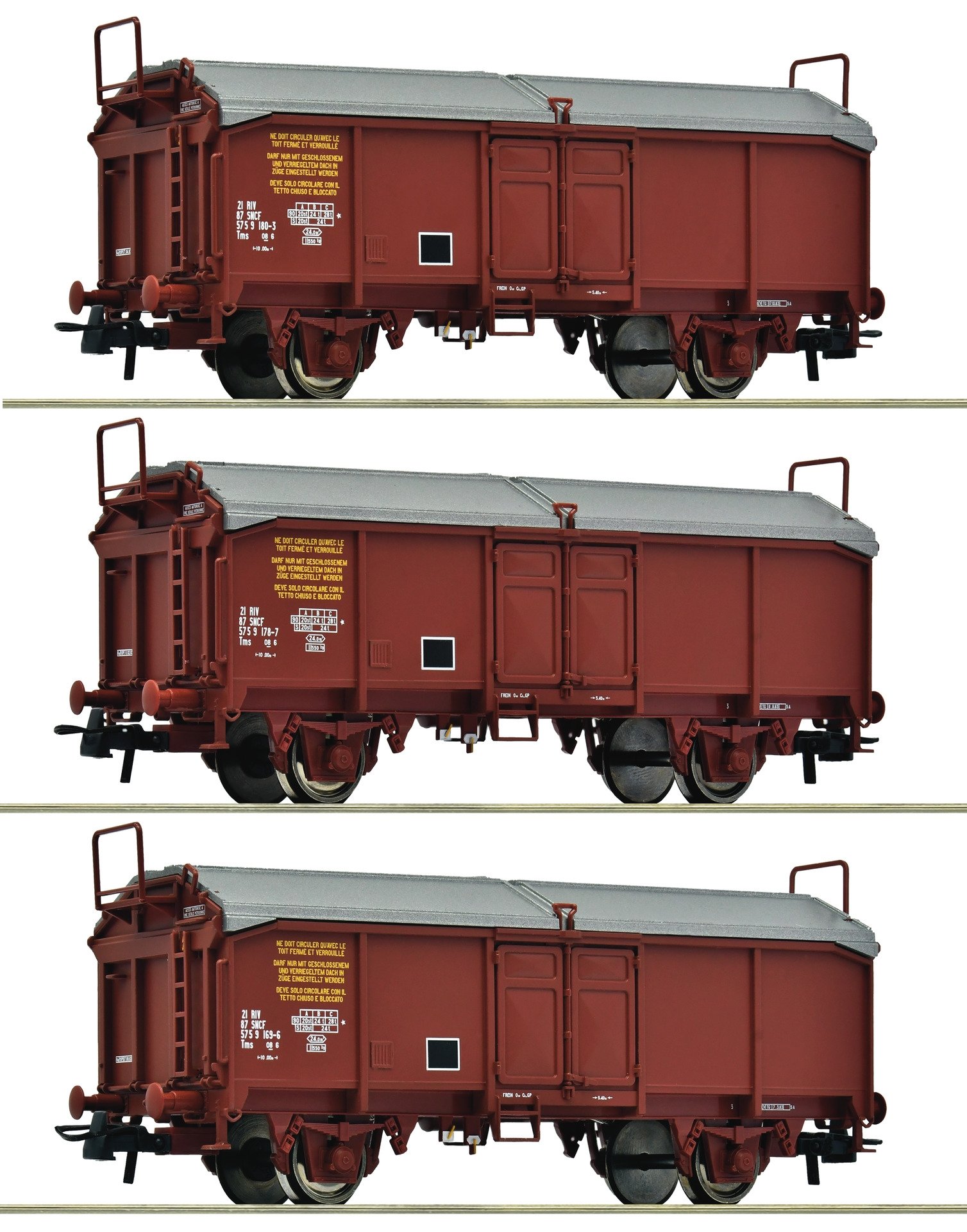 3 piece set: Sliding roof wagons, SNCF, HO, Roco 6600173