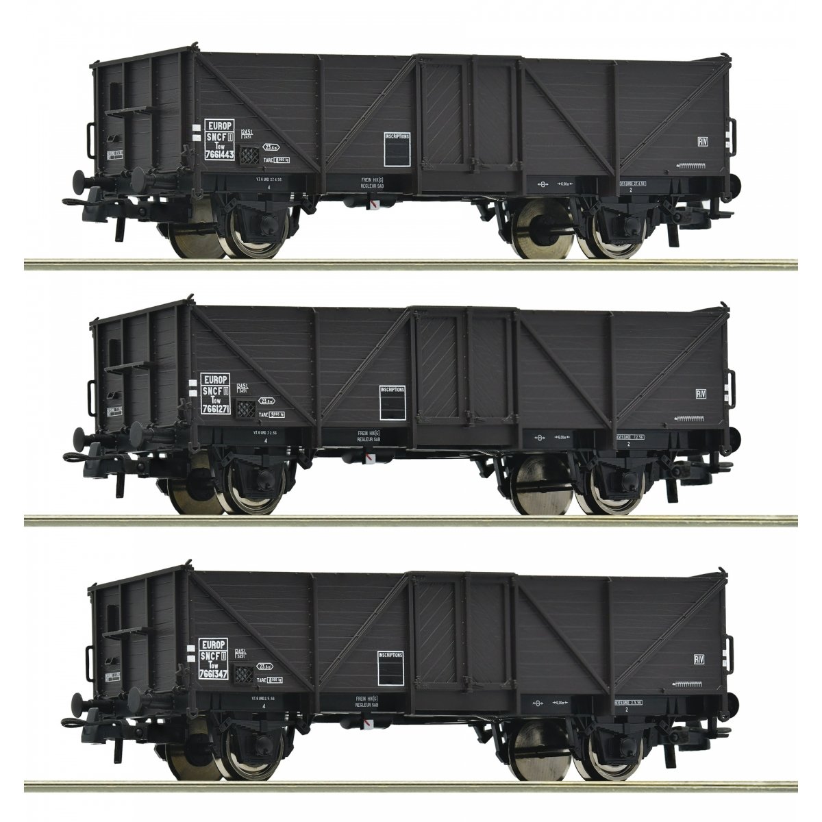 3 piece set: Open goods wagons, SNCF, HO, Roco 6600141