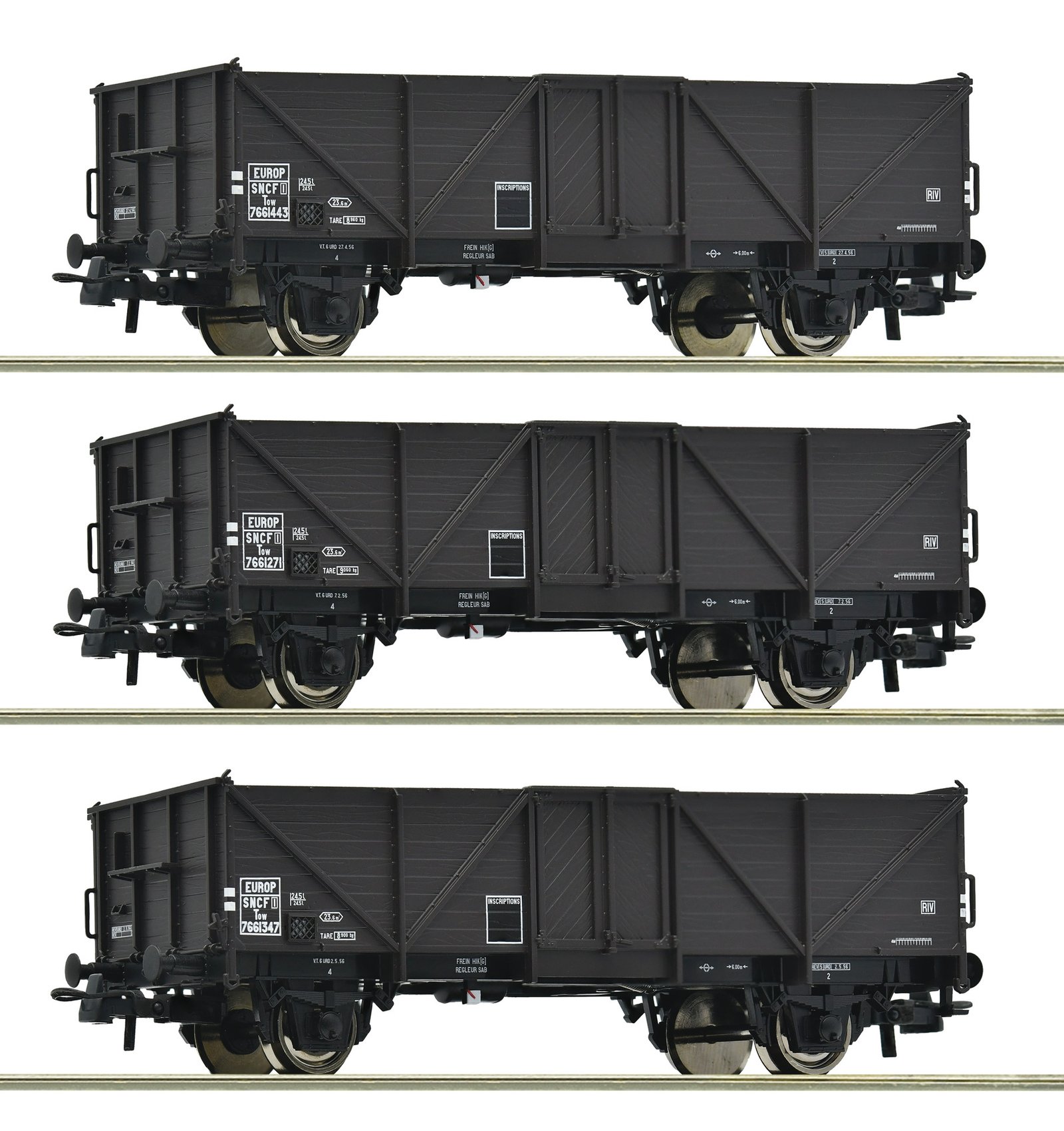3 piece set: Open goods wagons, SNCF, HO, Roco 6600141