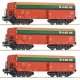 3 piece set: Self-unloading hopper wagons, PMT, HO, Roco 6600218