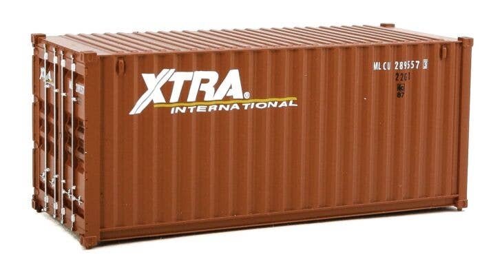 20′ Corrugated Container - Assembled -- Xtra Leasing (brown, white), HO, Walthers SceneMaster 8067