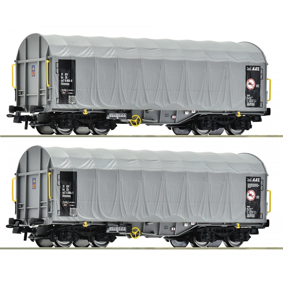 2 piece set: Sliding tarpaulin wagons, CD, HO, Roco 6600144
