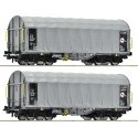 2 piece set: Sliding tarpaulin wagons, CD, HO, Roco 6600144
