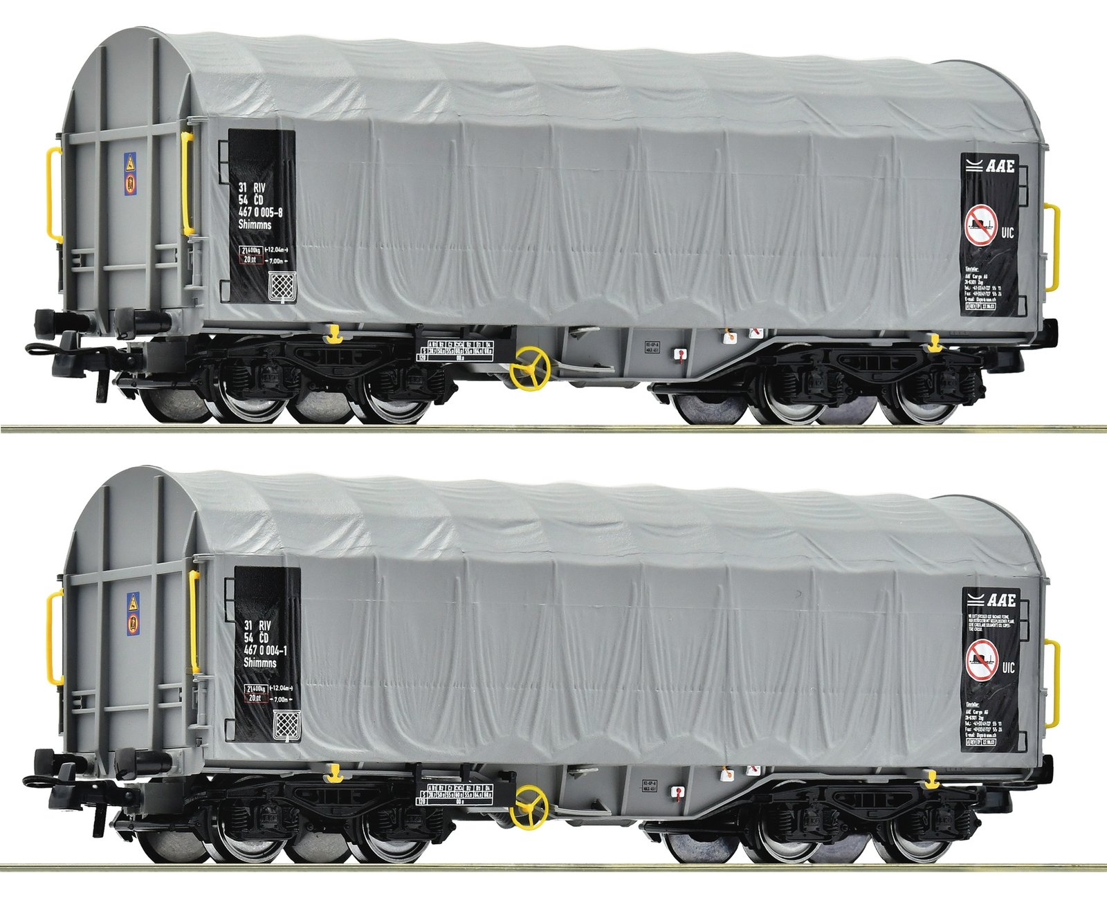 2 piece set: Sliding tarpaulin wagons, CD, HO, Roco 6600144