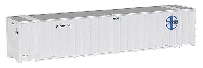 48′ Ribbed Side Container - Assembled -- Santa Fe (white, blue), N, Walthers SceneMaster 8842