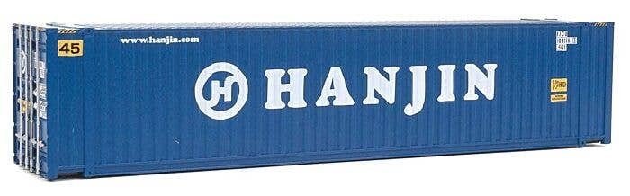 45′ CIMC Container - Assembled -- Hanjin (blue, white), HO, Walthers SceneMaster 8561