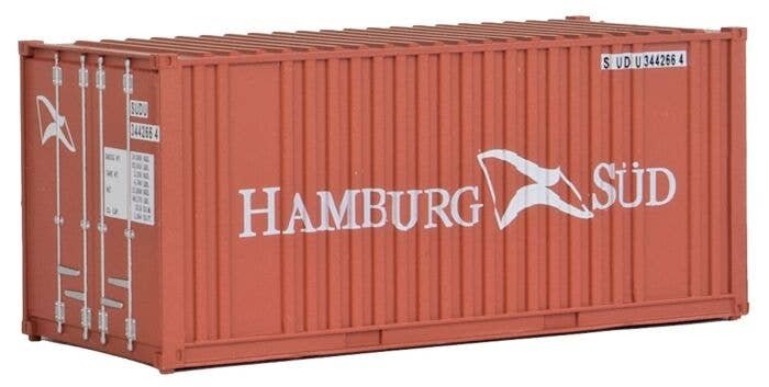 20′ Corrugated Container with Flat Panel - Assembled -- Hamburg Sud, HO, Walthers SceneMaster 8006