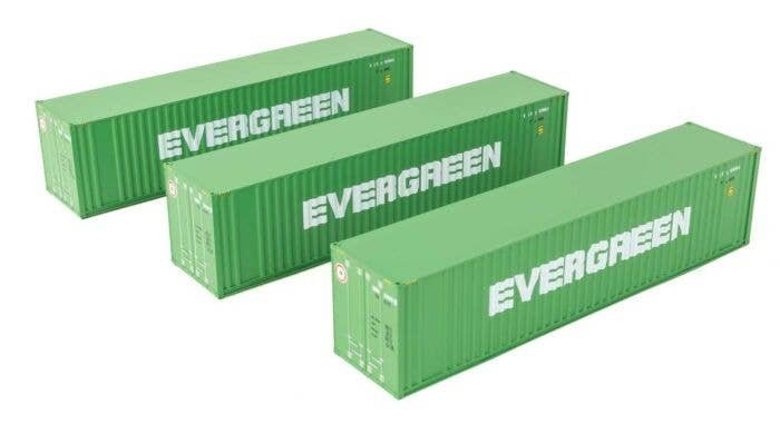 40′ Flat Panel Container - 3-Pack -- Evergreen, HO, Walthers SceneMaster 18200
