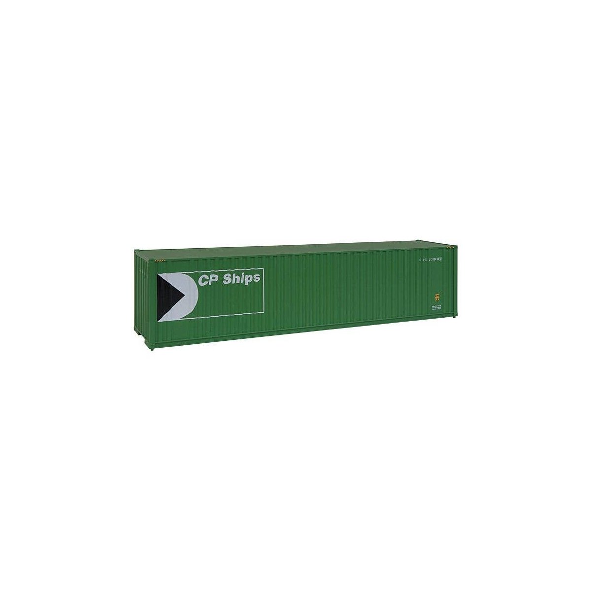 40′ Hi Cube Corrugated Container w/Flat Roof - Assembled -- CP Ships (green, white, black Multimark Logo), HO, Walthers SceneM