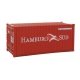 20′ Corrugated Container - Assembled -- Hamburg Sud, HO, Walthers SceneMaster 8058