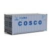 20′ Corrugated Container - Assembled -- China Ocean Shipping Company (gray, blue), HO, Walthers SceneMaster 8071