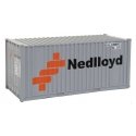 20′ Corrugated Container with Flat Panel - Assembled -- Ned-Lloyd (gray, orange, black), HO, Walthers SceneMaster 8005