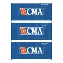20′ Fully Corrugated Container - 3-Pack -- CMA (Older Version), HO, Walthers SceneMaster 18050