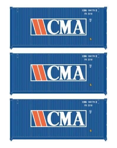 20′ Fully Corrugated Container - 3-Pack -- CMA (Older Version), HO, Walthers SceneMaster 18050