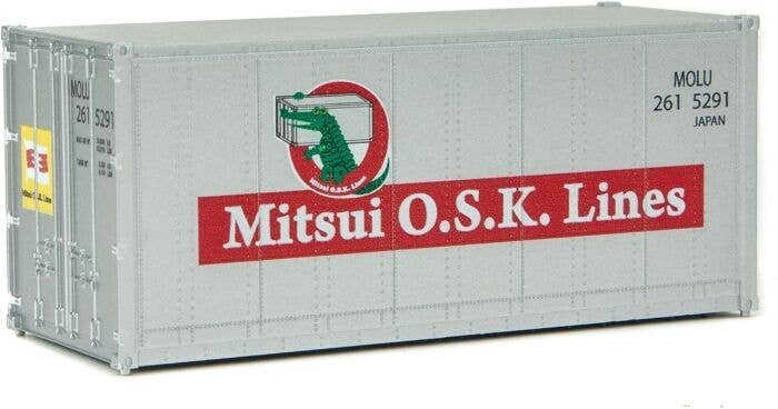 20′ Smooth-Side Container - Ready to Run -- Mitsui OSK Lines (gray, Alligator Logo), HO, Walthers SceneMaster 8657
