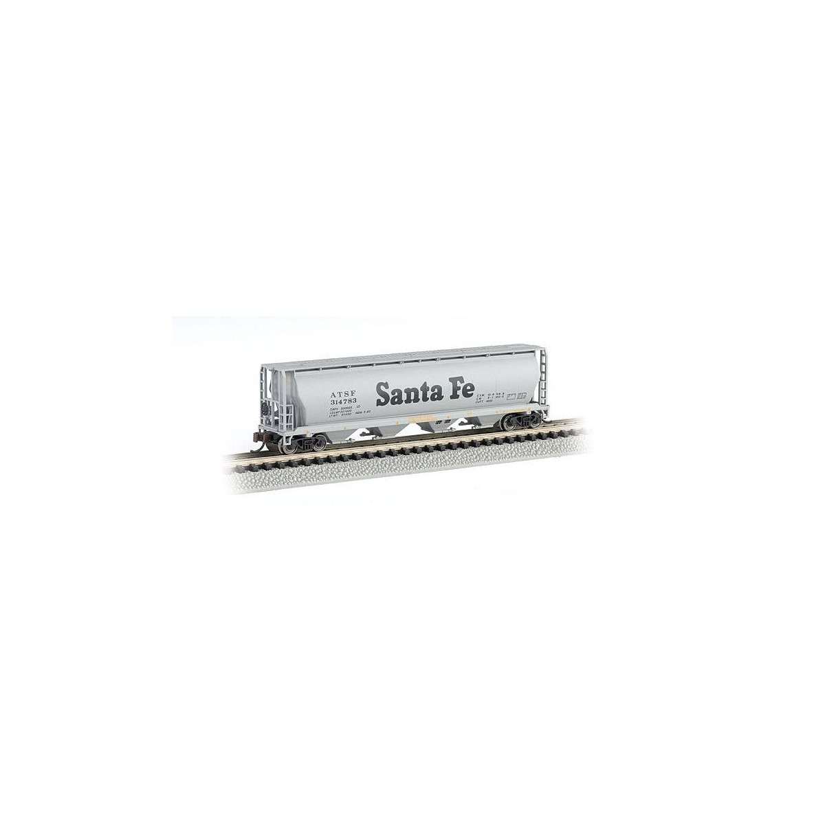 Canadian Cylindrical 4-Bay Grain Hopper - Ready to Run - Silver Series(R) -- Atchison, Topeka, N, Bachmann Industries 19152