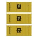 20′ Fully Corrugated Container - 3-Pack -- Mediterranean Shipping Co., HO, Walthers SceneMaster 18054