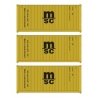 20′ Fully Corrugated Container - 3-Pack -- Mediterranean Shipping Co., HO, Walthers SceneMaster 18054