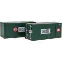 20′ Smooth-Side Container with Right Side Door 2-Pack - Ready to Run -- Railway Express Agency 260090, 260092 (green, red Unit