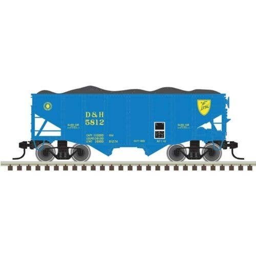 55-Ton Fishbelly Hopper with Load - Ready to Run -- Delaware & Hudson 5802 (blue, yel, N, Atlas Model Railroad Co. 50007214