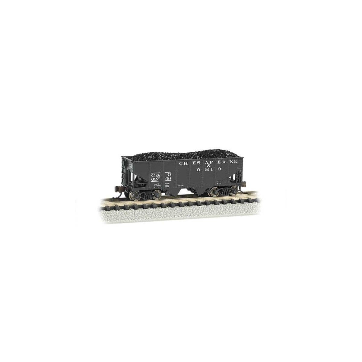 USRA 55-Ton 2-Bay Open Hopper w/Load - Ready to Run - Silver Series(R) -- Chesapeake & Ohio (, N, Bachmann Industries 19555