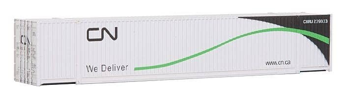 53′ Singamas Corrugated Side Container - Ready to Run -- Canadian National (white, black, green), HO, Walthers SceneMaster 850
